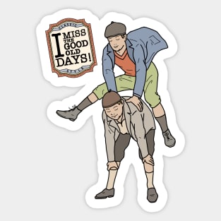 I miss the good old days! Jumping over a friend! Sticker